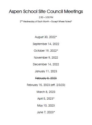 School Site Council Schedule